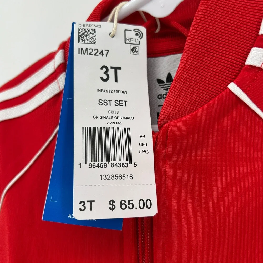 Adidas x Hello Kitty Toddler 3T SST Tracksuit Set Vivid Red NWT Kids Girl Sporty
